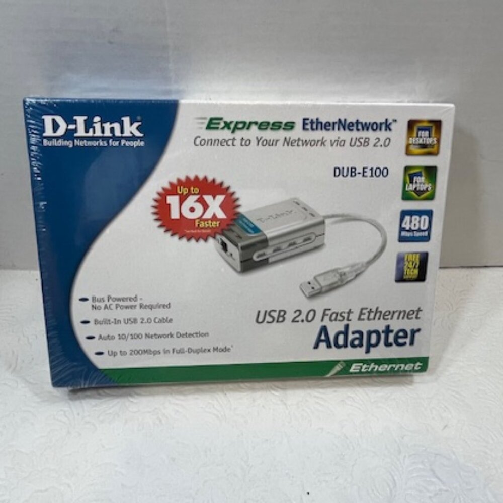 NEW D-Link USB 2.0 Fast Ethernet Adapter DUB-E100